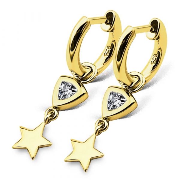 JWLS4U | Earrings Trillion Star Gold